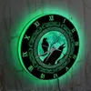 Zegary ścienne ODINS Crow Glow Printed Clock Dekoracja domu Norweska mitologia Hugin i Munin ODIN BOG NEON LIGHT Q240509