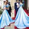 Ligh Sky Blue Hand Flowers Flowers Prom Dubaï Pageant arabe Robes Ocn Evening Farty Robe Corset Quinceanera Robes Vestidos 0510