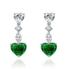 Luxury Heart Topaz Diamond Dangle Parring 100% Original 925 Pendientes de boda de fiesta de plata esterlina para mujeres Joyas de encanto 279W