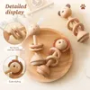 Detters Toys Baby Wooden Montessori Toy Cartoon Animal Rabbit Crocodile Bloc de souris Puzzle Game en bois Ring Newborn Mouse Toot Toot D240509