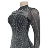 Vrouwen casual jurken pailletten strass tassel lange mouw bodycon mini jurk avondcocktailpotlood jurk kort