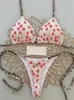 Swimwear Women Cute Cherry Print Brazilian Thong Bikini Set Sexy Swimsuit Two Pieces Bathing Suit 2023 Beach Wear 240509