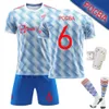 Set di calcio/turisti da pista da uomo trackuit da uomo 2122 Champions League Ronaldo Jersey Away Blue No. 7 Shirt calcistico n. 10 Rushford No. 6 Bogba Suit