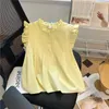 Blouses des femmes Shirts jaunes et esthétique Y2K vintage harajuku élégant mode sans manches