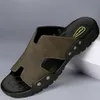 Plus grote maat 49 50 51 52 Men Lederen slippers Slides Designer schoenen zomer slip op sandalen voor dropshipping