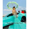 Nowy przyjazd zielony długi suknia balowa 2024 Veet Krzyki Kryształki Pióra Pióra Tassels Przyjęcie urodzinowe Specjalna szat
