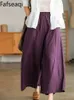 Frauenhose Capris Classic Womens Baumwollwäsche Capris hohe Taille weiche und komfortable übergroße Weitbeine, die für die elegante Weiße Harem Pantsl2405 aus Frauen geeignet sind