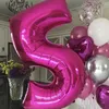 Party Decoration Giant Pink Rose Number Balloons Mylar Foil Large 10 11 16 30 40 50 60 Helium Balloon Birthday Girls Gift