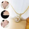 Colliers pendants Charme Collier de lune étoile pour les femmes élégantes chaîne de strass en acier inoxydable boucles de mariage luxe bijoux gi k7b4