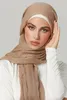 161 Colores PLATADO PLAINE Hijab Buffbble Musulmán sólido Mujeres de arrugas Turberas Bufandas Velo de chal ondulado 240425