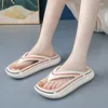 Pantoufles single string women plateforme tongs chaussures 2024 Summer Beach Indoor salle de bain eva sandals couleur solide concise