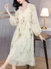 Lässige Kleider Frühling Sommer Silk Boho Frauen Mini Kleid 2024 V-Ausschnitt Langarm Korean Fashion Festa Luxo Prom Party Elegant