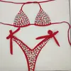 Kadın Mayo Lüks Elmas Biquinis 2024 Seksi Kristal Bikinis Kadın Rhinestone Push Up Myway Kadın Gece Kulübü Giyim