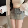 Skirts 2024 Women's Summer A Line High Waist Shorts Under The Skirt With Wrap Women Sexy Short Mini Jean Y2k