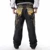 大規模なメンズヒップホップジーンズ刺繍ストレートルーズジーンズカジュアルスケートボードパンツとレジャージーンズストリートウェアロングズボンカジュアルデイリー衣装30-46