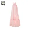 Robes décontractées tingfly femmes fashion d'été couleur solide chic bowknot décor une ligne midi longue robe bohème street street