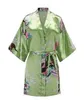 Frauen Robe Green Mini Sommer weibliche Nachthemd Kimono Bademantel Rayon Nachtwäsche Pfau