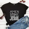 Damen T-Shirt Y2K Short Slves T-Shirt Amen Halleluja Danke Jesus Kleidung weiblich lässige Tumblr Tumblr Y240509