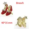 1/10/50 pieces/batch crystal red high heels Wizard of Oz shoes Rhinestone brooch womens gift 240430