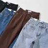 Kvinnors jeans kvinnors höga midja slits lite blossed för att se tunnare och högre mod mamma jean jumpsuits kvinnor byxor