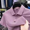 Camisa de pólo de alta qualidade masculina bordado de lapela bordado de algodão 100%