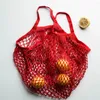 Sacs à provisions 2024 Coton Mesh Net String Sac réutilisable Fruit pliable Rangement à main sac à main