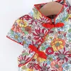 Meisjesjurken zomer babymeisjes jurk Chinese stijl bloemen kwastjes korte mouw cheongsam rok