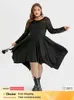 Plus -Size -Kleider plus und Größe Kleidung Spinnennetze Asymmetrische Hemmidi -Kleiderparty Hallown Skelett Spitze Asymmetrischem Hem Midi Kleid Y240510