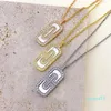 Collier d'or pour femmes Colliers Designer Bijoux femme Paper Clip Fonds Rose Silver Diamond Chains Jewellry Lady Girl Birthday Fête Cadeau