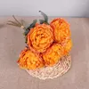 Fleurs décoratives Simulation Bouquet de soie artificiel Burnt Edge Peony Fake Flower Wedding Pographie Bouquets Home Balcony Garden Plant Decor