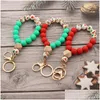Party Favor Colorf Christmas Sile Bead Keychain Fashion Personalized Bracelet Key Ring For Women 5 Colors Drop Delivery Home Garden Fe Dhcs5