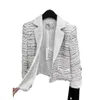Kadın Ceketler Tasarımcı İlkbahar/Yaz Basit Stil Gevşek Ağır Endüstri Mektubu Tırnak Elmas Tek Göğüslü V Yastık Ceket K9mg