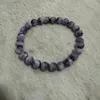 Link Armbänder Pangem-Withesale 1PCS natürliche Hundzähne Amethyst Perlenarmband 6 mm 8 mm 10 mm 12 mm runde Edelsteinperlen 18,5 cm lang