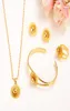 14k gelbe massiv fein goldgefülltes Schmuck Set Braut Glaze Mehramber -Spitzen -Pendellanhänger Halskette Ohrring Ring Afrikanische Sets Mult6805636