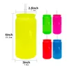 Bereit, Neon farbenfrohe 16 Unzen Glasbier mit PP Plastikdeckel leere Sublimation kaltes Getränk Neon 16oz Dose geformte Trinkgläser für UV -DTF -Wickeln