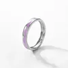 Clusterringen Modian 925 Sterling Silver Exquise Purple Purple Wave Finger Ring Cute Simple Trendy For Women Birthday Sieraden Gift