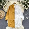 Blouses des femmes Oceanlove Contrast Color Shirtsblouses Femmes Tops Spring Fall Vintage Blusas Feminina Fashion Simple Casual Camisas