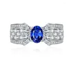 Кластерные кольца Полово сапфировое бриллиантовое кольцо Реал 925 Серебряное обручальное обручальное кольцо для женских свадебных украшений