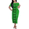 Вечеринка платья Полинезийский племя 170 GSM Polyestere /Spandex-Jersey ткань для женщин платье Shor рукав.