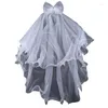 Veaux de mariée Vele de mariage avec peigne en métal accessoires pour fleur fille 2 niveaux le plus long tulle 28 "Arc embelli