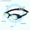 Óculos de mergulho masculinos nando óculos de óculos anti -nevoeiro resistente a UV e silicone à prova d'água vidro de piscina ajustável de adultos q240410