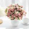 Fleurs décoratives couronnes 15 têtes en soie rose petite bourgeon de thé pour mariage en plein air arc arc arrangement floral décoration de Noël fleurs artificielles