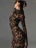 Abiti casual Tossy Leopard Stampa femmina Maxi Dress Skinny Long Maniche sexy High Waist Fashion Summer Streetwear Women's