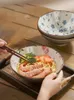 Skålar japansk keramisk nudel skål hushåll tryckning ramen delikat soppfrukt grönsak sallad djup platta bordsartiklar