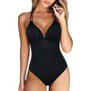 Swimons de maillots de bain pour femmes Fashion Bathing Bathing Ve V coud halter bodySuit solide Couleur de maillot de bain sexy sans dossier