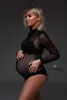 写真撮影女性用マタニティドレスY2Kフリルセクシーなシアーメッシュビーチ長袖チューブタイフロント妊娠ボディコンT240509を通して
