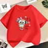 T-Shirts Kawaii Family Owl Tree Cartoon Grafik T-Shirt Girl Mode süße Sommer Top Childrens Kurzarm Cartoon Clothingl2405