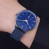 Top Men Watches Blue Strap Waterproof Date Quartz Watch Man Full Steel Dess Wrist Clock Male Waches Wristwatches 253P