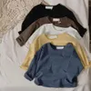 T-Shirts New Childrens Langarm T-Shirt Girls Pure Cott-Shirt Baby Casual Top Loose Boys T-Shirt Herbst Kinderkinder T-Shirt Baby Clothingl2405