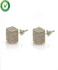 Boucles d'oreilles de créateur hip hop masque de luxe boucles d'oreille de boucle d'oreille bijoux micro pave carré cz goûts d'oreilles étouffées d'or glacé diamant1805041